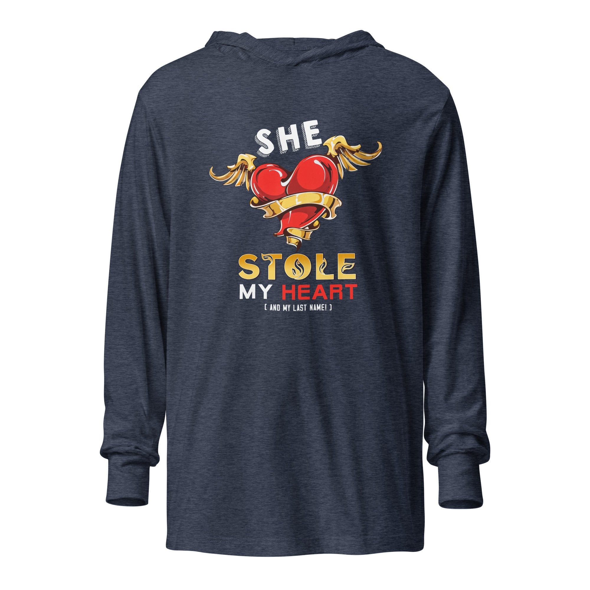 She Stole My Heart – Hooded Long - Sleeve Tee - Print My Man