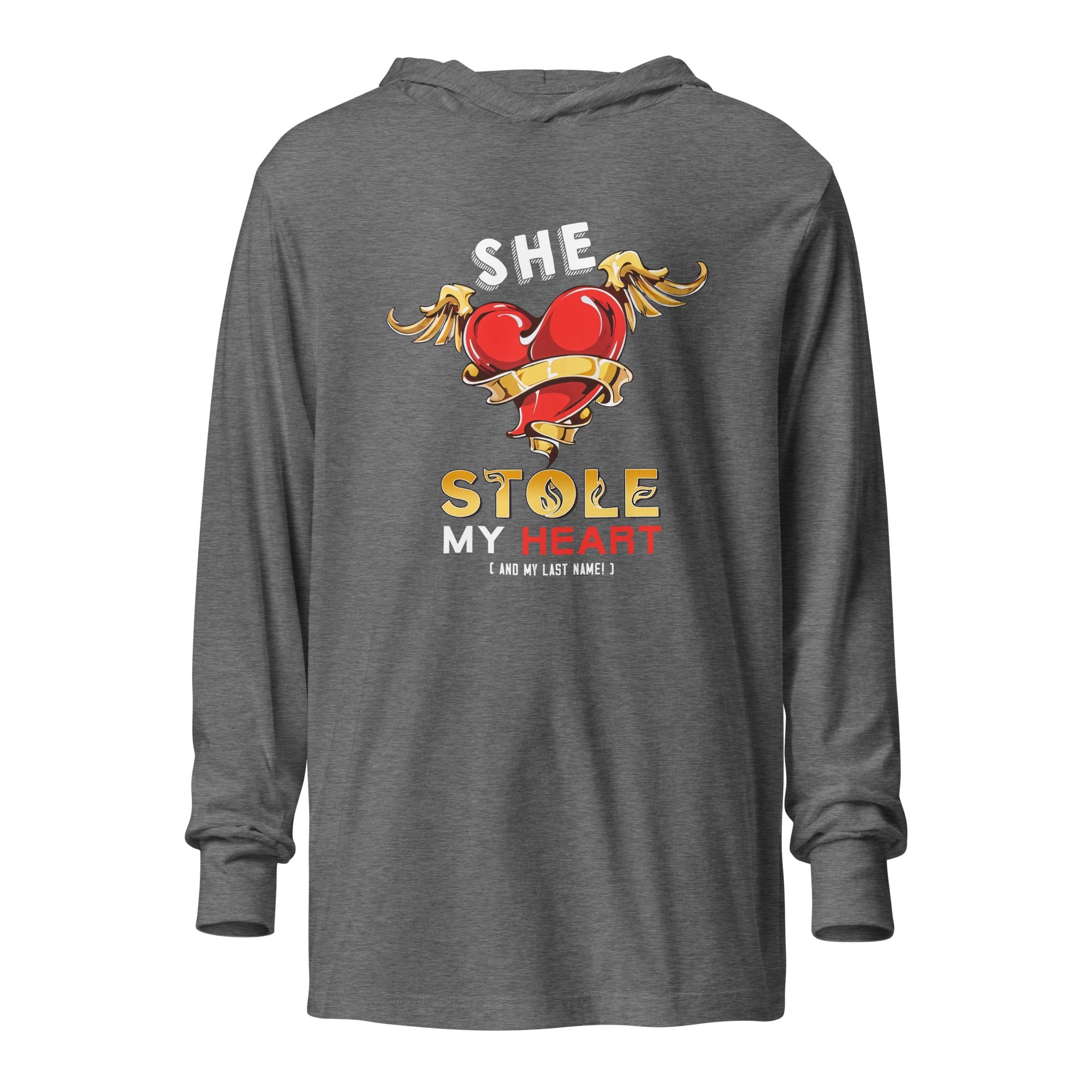 She Stole My Heart – Hooded Long - Sleeve Tee - Print My Man